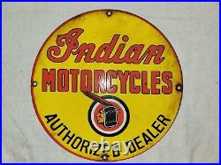 Vintage Indian Motorcycles Porcelain Sign Chief Legend Gas Oil Dealer Harley USA