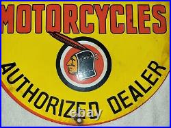 Vintage Indian Motorcycles Porcelain Sign Chief Legend Gas Oil Dealer Harley USA