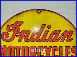 Vintage Indian Motorcycles Porcelain Sign Chief Legend Gas Oil Dealer Harley USA