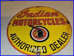 Vintage Indian Motorcycles Porcelain Sign Chief Legend Gas Oil Dealer Harley USA