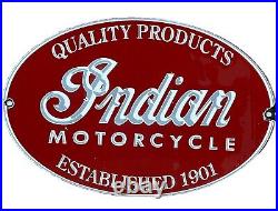 Vintage Indian Motorcycles Porcelain Sign, Dealership, Motor Bike Harley Gas Oil