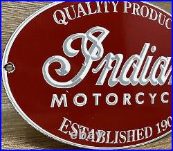 Vintage Indian Motorcycles Porcelain Sign, Dealership, Motor Bike Harley Gas Oil