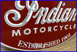 Vintage Indian Motorcycles Porcelain Sign, Dealership, Motor Bike Harley Gas Oil