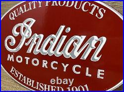 Vintage Indian Motorcycles Porcelain Sign, Dealership, Motor Bike Harley Gas Oil