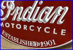 Vintage Indian Motorcycles Porcelain Sign, Dealership, Motor Bike Harley Gas Oil