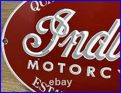 Vintage Indian Motorcycles Porcelain Sign, Dealership, Motor Bike Harley Gas Oil