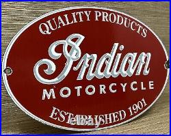 Vintage Indian Motorcycles Porcelain Sign, Dealership, Motor Bike Harley Gas Oil