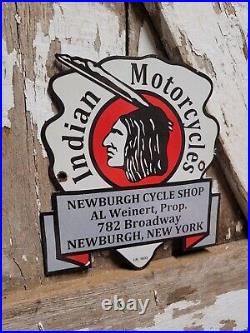 Vintage Indian Motorcycles Porcelain Sign Gas Oil Sales Service Dealer New York