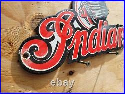 Vintage Indian Motorcycles Porcelain Sign Gas Station Oil Sales Service Dealer
