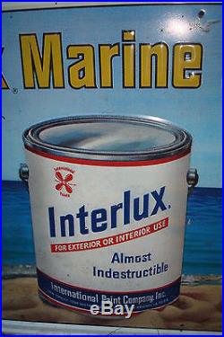 Vintage Interlux Marine Paints Sign Tin Maritime Boats Paint Can Embossed