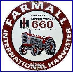 Vintage International Harvester Porcelain Dealer Sign Gasoline Gas Oil Tractor