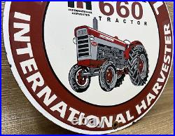 Vintage International Harvester Porcelain Dealer Sign Gasoline Gas Oil Tractor