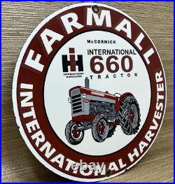 Vintage International Harvester Porcelain Dealer Sign Gasoline Gas Oil Tractor