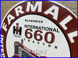 Vintage International Harvester Porcelain Dealer Sign Gasoline Gas Oil Tractor