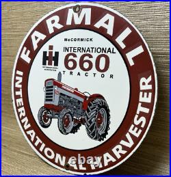 Vintage International Harvester Porcelain Dealer Sign Gasoline Gas Oil Tractor