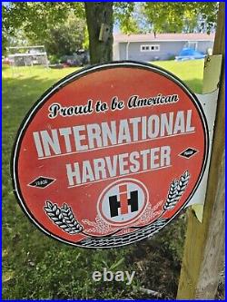 Vintage International Harvester Porcelain Double-sided Flange Sign