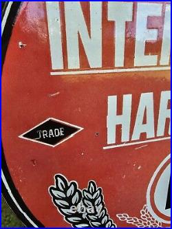 Vintage International Harvester Porcelain Double-sided Flange Sign