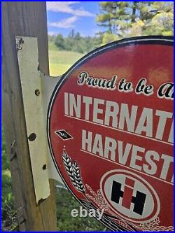 Vintage International Harvester Porcelain Double-sided Flange Sign