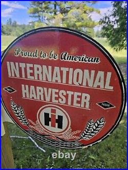 Vintage International Harvester Porcelain Double-sided Flange Sign