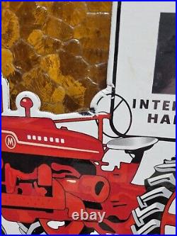 Vintage International Harvester Porcelain Sign Old Farmall Tractor Farm Dealer