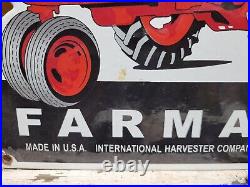 Vintage International Harvester Porcelain Sign Old Farmall Tractor Farm Dealer