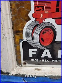 Vintage International Harvester Porcelain Sign Old Farmall Tractor Farm Dealer