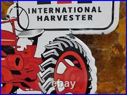 Vintage International Harvester Porcelain Sign Old Farmall Tractor Farm Dealer