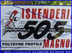 Vintage Iskenderian 505 Magnum Auto Parts Porcelain Metal Part Sign 12x 8