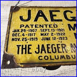 Vintage Jaeger Cement Mixer #3E The Jaeger Machine Co Porcelain Sign 1907 Ohio