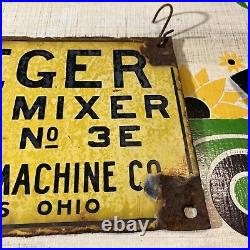 Vintage Jaeger Cement Mixer #3E The Jaeger Machine Co Porcelain Sign 1907 Ohio