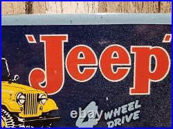 Vintage Jeep Porcelain Sign Automobile Dealer Advertising Truck Car 4wheel Drive