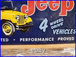 Vintage Jeep Porcelain Sign Automobile Dealer Advertising Truck Car 4wheel Drive