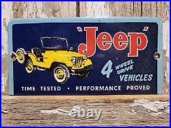 Vintage Jeep Porcelain Sign Automobile Dealer Advertising Truck Car 4wheel Drive