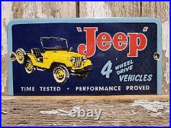 Vintage Jeep Porcelain Sign Automobile Dealer Advertising Truck Car 4wheel Drive