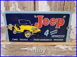 Vintage Jeep Porcelain Sign Automobile Dealer Advertising Truck Car 4wheel Drive