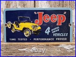 Vintage Jeep Porcelain Sign Automobile Dealer Advertising Truck Car 4wheel Drive