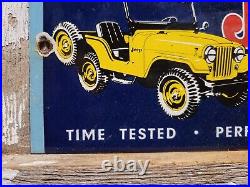 Vintage Jeep Porcelain Sign Automobile Dealer Advertising Truck Car 4wheel Drive