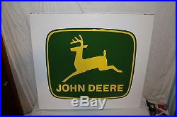 Vintage John Deere Farm Tractor Dealership 42 Embossed Metal Sign WithBoxNice