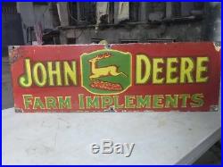 Vintage John Deere Porcelain Gas Auto Tractors Farm Pump Plate Old Barn Sign
