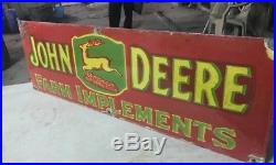 Vintage John Deere Porcelain Gas Auto Tractors Farm Pump Plate Old Barn Sign