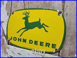 Vintage John Deere Porcelain Sign 1962 Tractor Advertising Farming Equipment