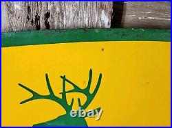 Vintage John Deere Porcelain Sign 3ft Old 1962 Quality Farm Tractor Equipment