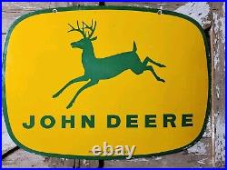 Vintage John Deere Porcelain Sign 3ft Old 1962 Quality Farm Tractor Equipment