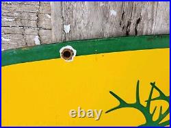 Vintage John Deere Porcelain Sign 3ft Old 1962 Quality Farm Tractor Equipment