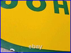 Vintage John Deere Porcelain Sign 3ft Old 1962 Quality Farm Tractor Equipment