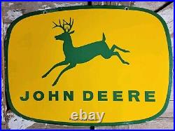 Vintage John Deere Porcelain Sign 3ft Old 1962 Quality Farm Tractor Equipment