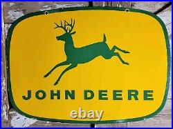 Vintage John Deere Porcelain Sign 3ft Old 1962 Quality Farm Tractor Equipment