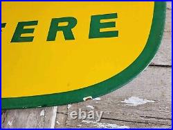 Vintage John Deere Porcelain Sign 3ft Old 1962 Quality Farm Tractor Equipment