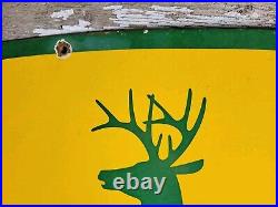 Vintage John Deere Porcelain Sign 3ft Old 1962 Quality Farm Tractor Equipment