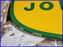 Vintage John Deere Porcelain Sign 3ft Old 1962 Quality Farm Tractor Equipment